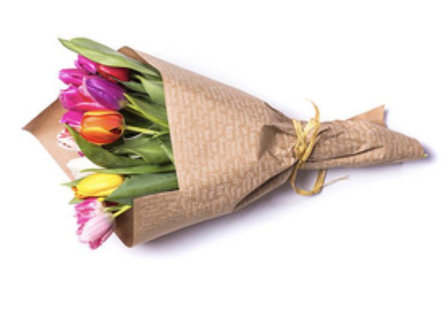 wrapped tulip bouquet
