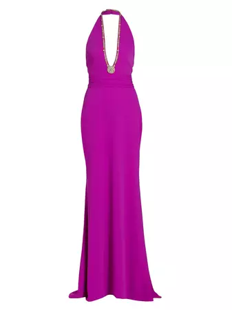 Shop Reem Acra Embellished Plunging V-Neck Gown | Saks Fifth Avenue