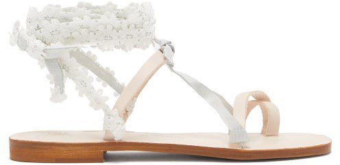 X Thierry Colson Tanna Wraparound Leather Sandals - White