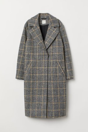 Felted coat - Black/Beige checked - Ladies | H&M