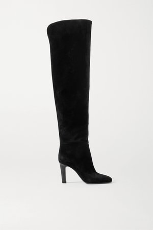 Black Blu suede over-the-knee boots | SAINT LAURENT | NET-A-PORTER