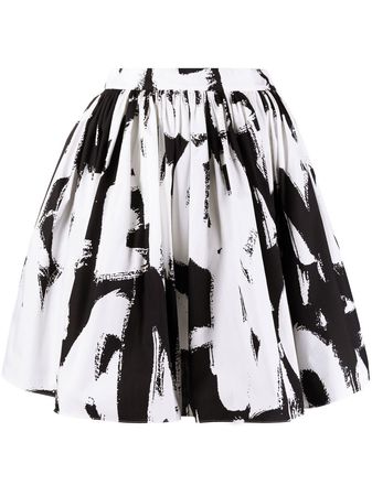 Alexander McQueen abstract-print Pleated Full Skirt - Farfetch