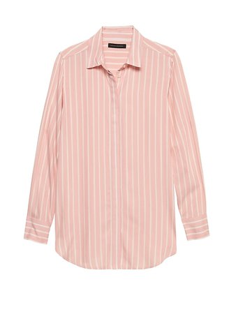 Parker Tunic-Fit Stripe Shirt | Banana Republic pink