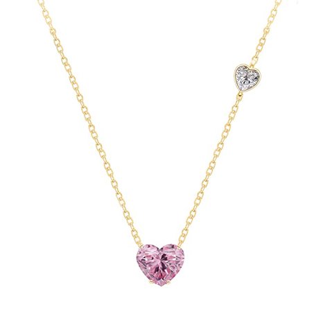Buy MINUTIAE Love Heart Shape With Pink & White Diam Gold Plated Pendant Necklace for Girls And Women with Extendable Chain at Amazon.in
