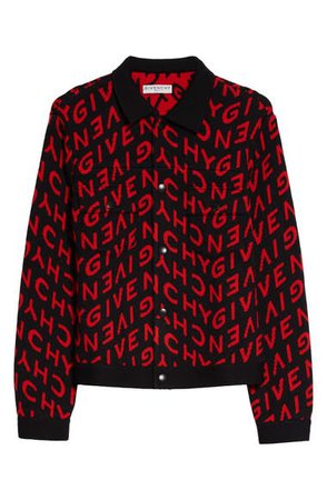 Givenchy Refracted Logo Jacquard Wool Sweater Jacket | Nordstrom