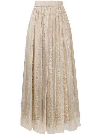 Shop Brunello Cucinelli tulle embroidered midi skirt with Express Delivery - FARFETCH
