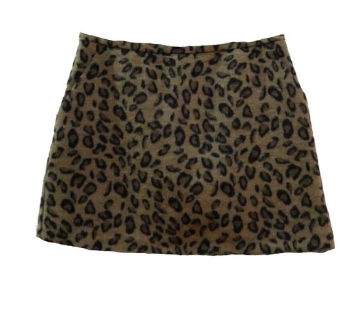 leopard print furry mini skirt
