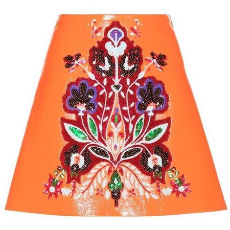 Miu Miu Embellished Faux Leather Skirt
