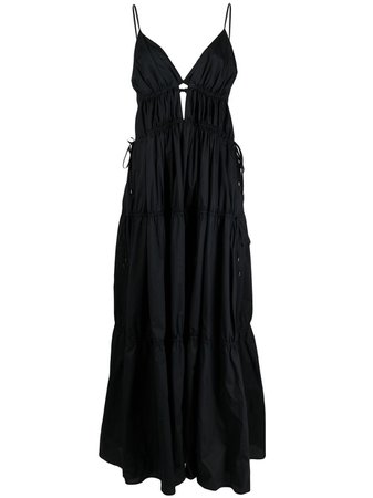 Shop black Jonathan Simkhai flared maxi dress with Express Delivery - Farfetch