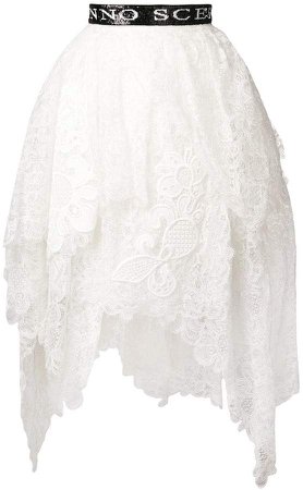 embroidered flared midi skirt
