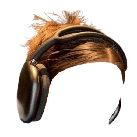 brown hair messy claw clip bun updo headphones