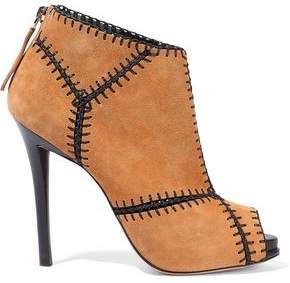 Whipstitched Suede Platform Ankle Boots