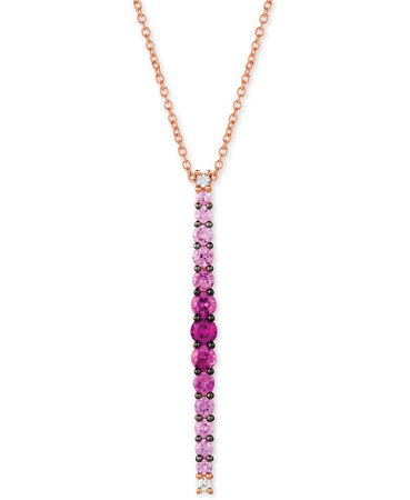 Le Vian Strawberry Layer Cake Multi-Gemstone Vertical Bar 18" 14k Rose Gold Pendant Necklace