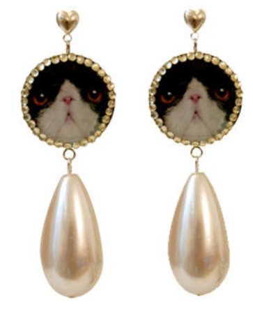 kitten pearl earrings
