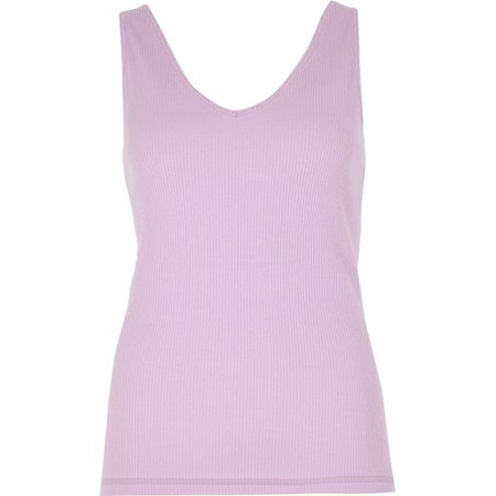 Purple ribbed V neck vest - Plain T-Shirts / Vests - T-Shirts & Vests - Tops - women