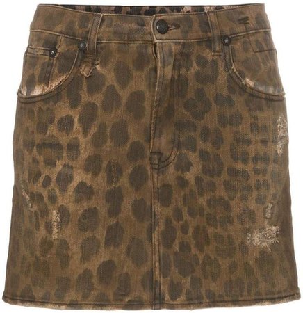 high rise leopard print cotton mini skirt
