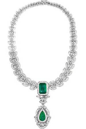 Amrapali | 18-karat white gold, sterling silver, diamond and emerald necklace | NET-A-PORTER.COM