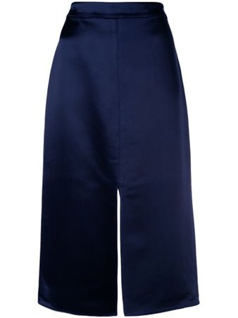 Shop blue Tibi front slit pencil skirt with Express Delivery - Farfetch
