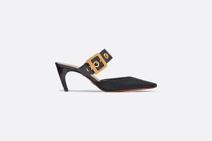 Black D-Dior Slingback Technical Fabric and Calfskin Heeled Mule - Shoes - Women's Fashion | DIOR