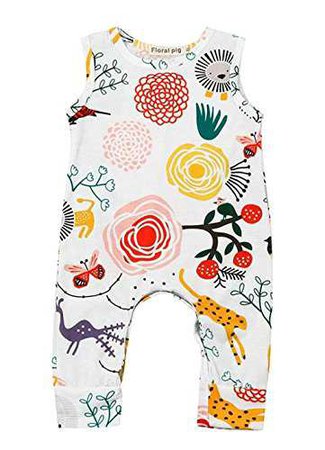 Amazon.com: Newborn Baby Girls Flower Animal Print Romper Bodysuit Outfits Spring Summer Tops: Clothing