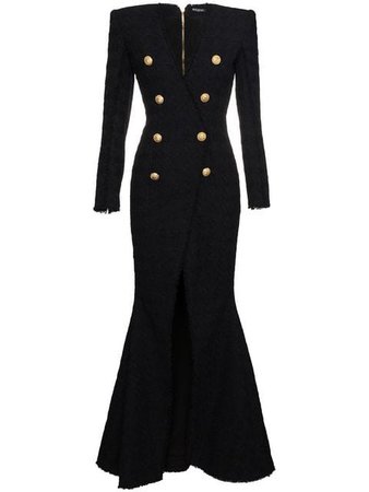 Balmain V-neck Long Sleeve Slit Gown $6,760 - Buy Online SS18 - Quick Shipping, Price