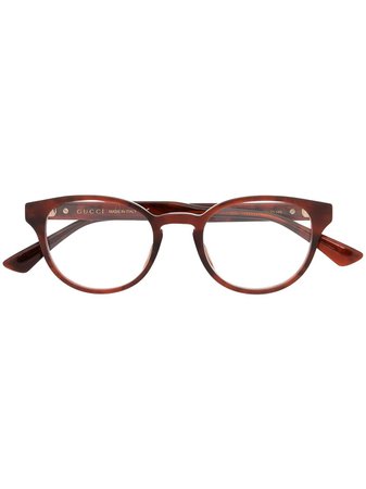 Gucci Eyewear tortoiseshell round-frame glasses - FARFETCH