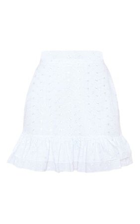 White Broderie Frill Hem Skirt | Skirts | PrettyLittleThing