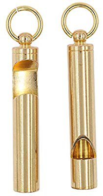 Amazon.com : Real Sic Steel Emergency Whistle Keychain Pack of 2 - Loud Portable Safety Whistle for Emergency, Survival, Life Saving, Hiking, Festivals, Camping, and Pet Training (Brass Opener) : Sports & Outdoors