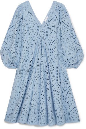 GANNI | Broderie anglaise cotton midi dress | NET-A-PORTER.COM