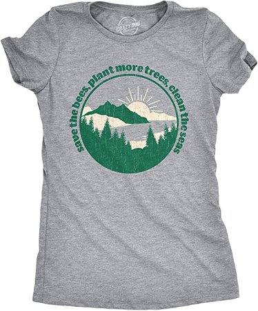 Amazon.com: Womens Save The Bees Plant More Trees Calm The Seas Tshirt Funny Earth Day Tee : Clothing, Shoes & Jewelry