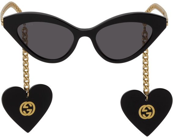 Gucci: Black Chain Cat-Eye Sunglasses | SSENSE