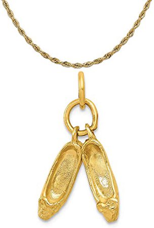 Amazon.com: Mireval 14k Yellow Gold Ballet Slippers Charm on a 14K Yellow Gold Rope Chain Necklace, 16": Jewelry