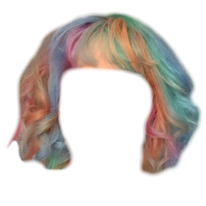 Short Rainbow Hair Orange, Blue, Purple, Green/Teal