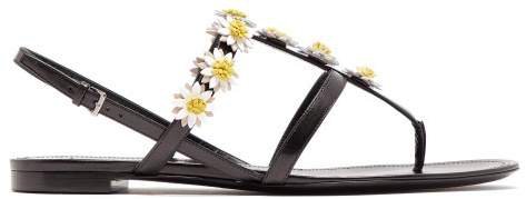 Fabrizio Viti Daisy Applique Leather Sandals - Womens - Black White