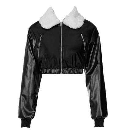 cropped leather jacket fur collar