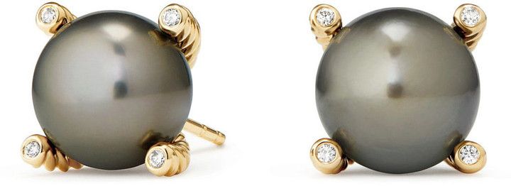 Genuine Pearl Earrings with Diamonds in 18K Gold