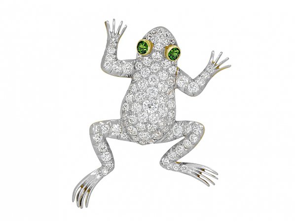 Antique Edwardian Diamond Frog Brooch in 18K and Pla #503544
