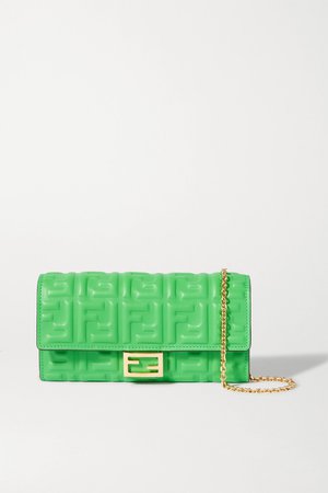 Green Embossed neon leather shoulder bag | Fendi | NET-A-PORTER