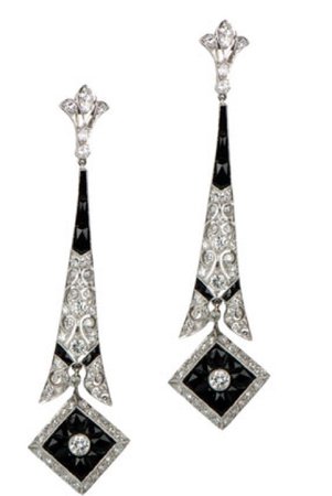 onyx diamond Art Deco earrings