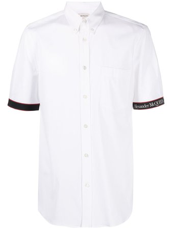 Alexander McQueen logo-tape shirt white 642400QQN44 - Farfetch