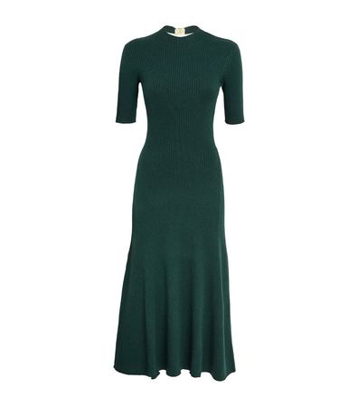 Womens Maje green Ribbed Midi Dress | Harrods UK