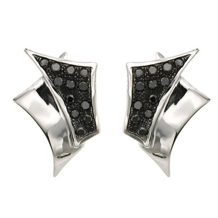 Black Diamond White Gold Earrings Handcrafted in Italy by Botta Gioielli For Sale at 1stDibs