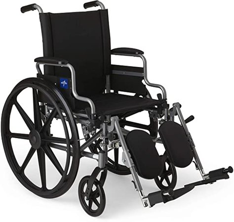 Amazon.com: Medline - MDS806550E Lightweight & User-Friendly Wheelchair With Flip-Back, Desk-Length Arms & Elevating Leg Rests for Extra Comfort, Gray, 18" Seat: Health & Personal Care