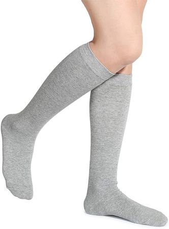 Amazon.com: Leotruny 3 Pairs Women's Knee High Socks Cotton Opaque socks(C03-3 Pairs Gray) : Clothing, Shoes & Jewelry