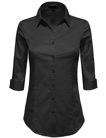 Amazon.com: MAYSIX APPAREL 3/4 Sleeve Stretchy Button Down Collar Office Formal Casual Shirt Blouse for Women Fit (XS-6XL): Clothing