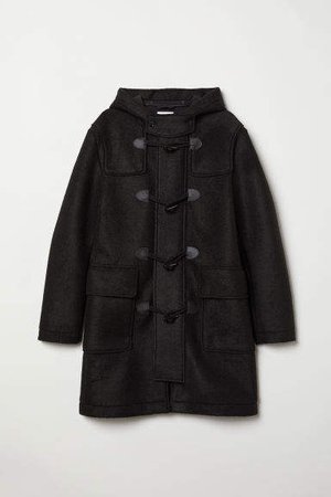 Wool-blend Duffel Coat - Black
