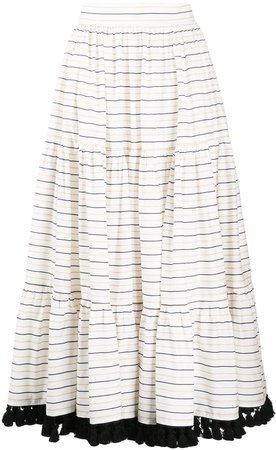 Striped Flared Midi Skirt
