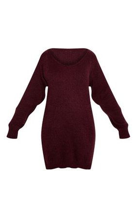 Burgundy Soft Knitted Mini Dress | Knitwear | PrettyLittleThing