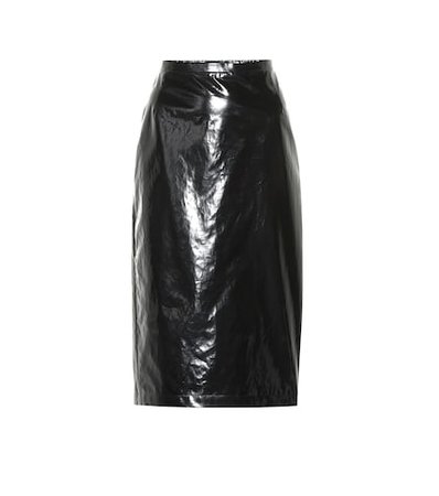 Lacquered cotton pencil skirt