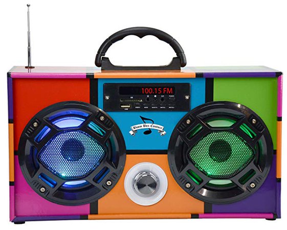 Amazon.com: Mini Boombox with LED Speakers –Retro Bluetooth Speaker w/Enhanced FM Radio - Perfect for Home and Outdoor (Retro Multi): MP3 Players & Accessories